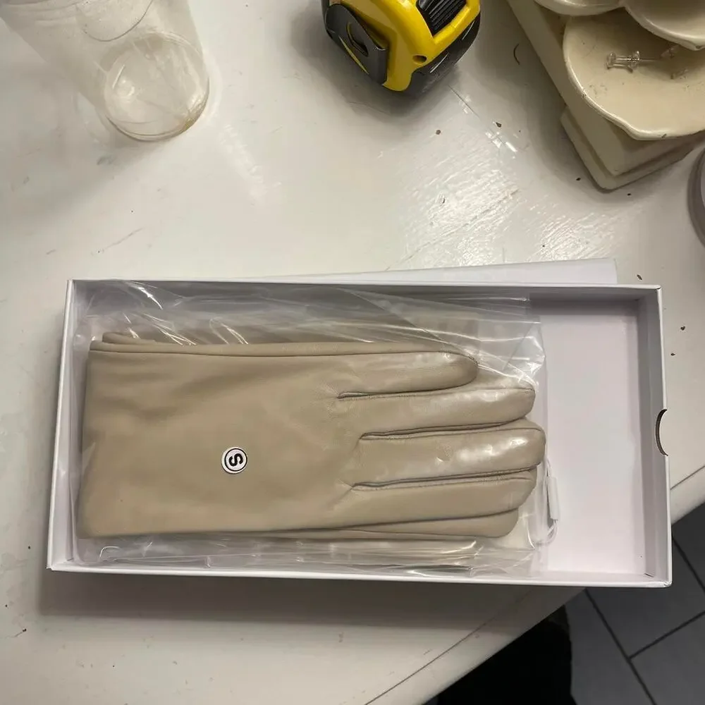 Cream opera genuine leather lamb skin opera gloves NWT Daoflkuo